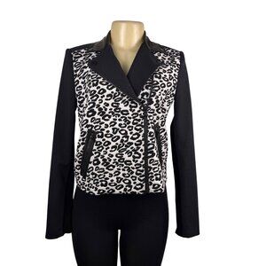 Rebecca Taylor Women’s Black & White Animal Print Blazer Jacket Size 4